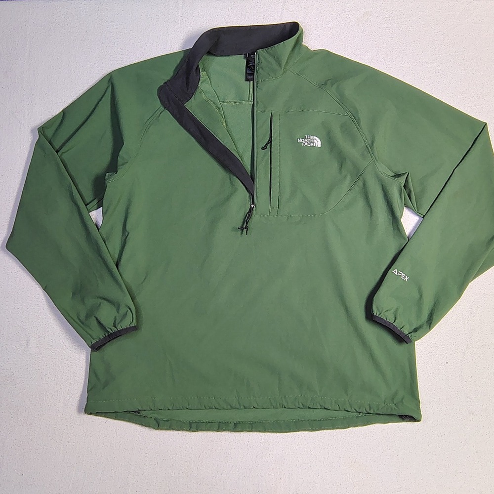 The North Face Apex Bionic Softshell Jacket Mens XL Green 1/4 Zip Pullover AXH0
